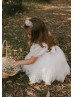 Puff Sleeves Ivory Cotton Tulle Sweet Flower Girl Dress